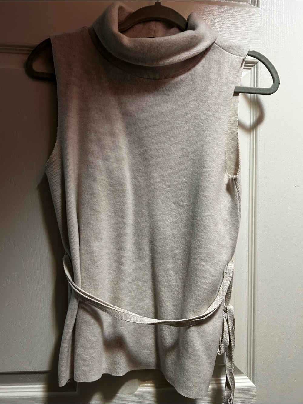 Zara Sleeveless Cowl Neck Sweater Vest in Light Beige